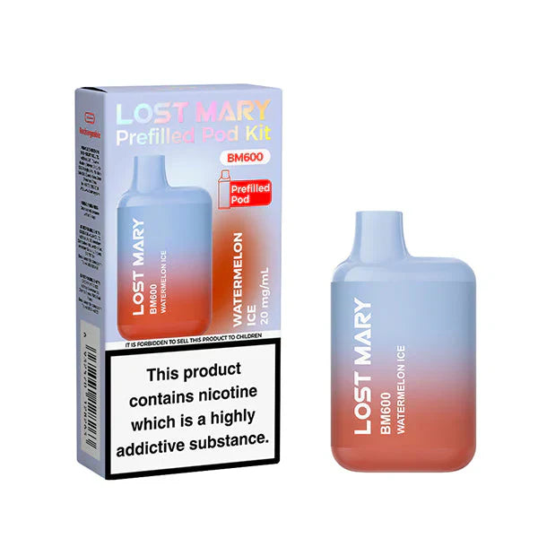 Lost Mary prefilled pod kit with packaging watermelon ice  zoom distro in UK